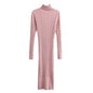 Early Autumn French Turtleneck Twist Knitted Long Sleeved Dress Skinny Sheath Split Bottoming Dress