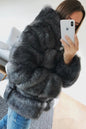 Autumn Winter Faux Fur Women Hooded Mid-Length Slim Fit Fox Fur Fur Coat for Women