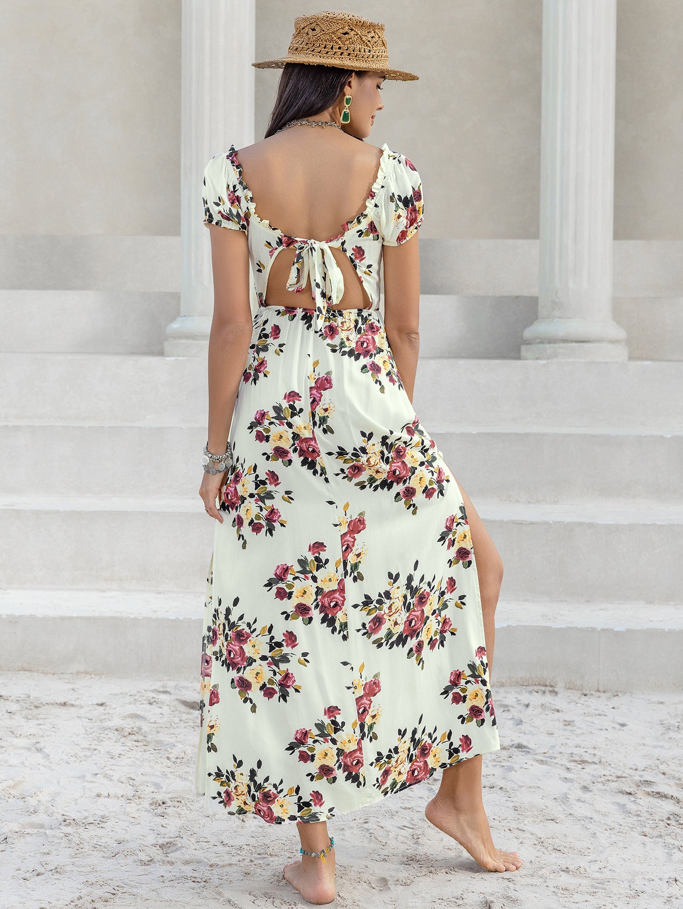 Women Sexy Waist Print Gentle Dress