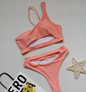 Swimsuit Solid Color Hollow Out Cutout One Shoulder Bikini Women Split High Waist Swimsuit