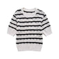 Women Striped Knitted Top Knitted Shorts Suit