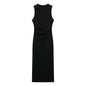 Spring Women Clothing Slim Fit Pleated Rib Sleeveless Dress