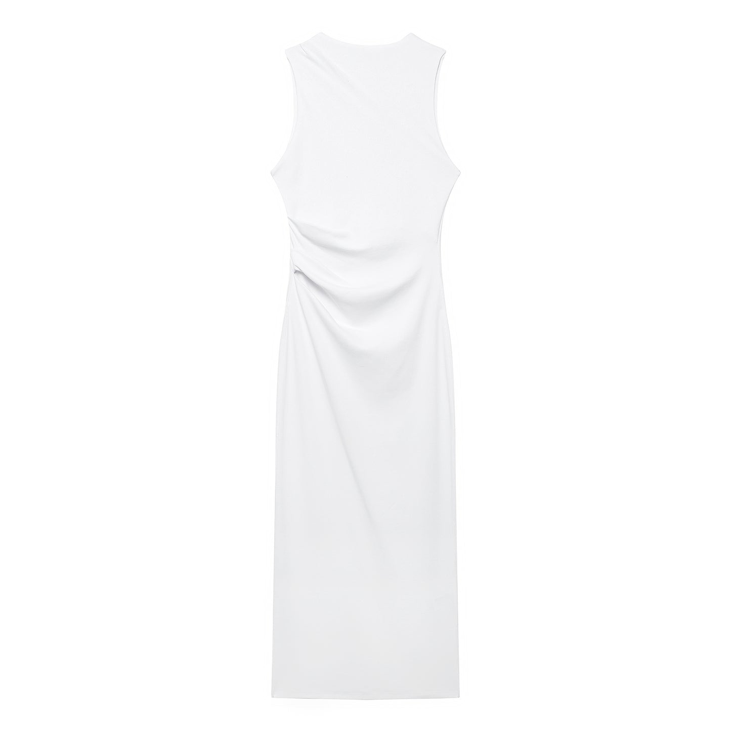 Spring Women Clothing Slim Fit Pleated Rib Sleeveless Dress