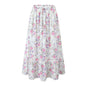 Painting Floral Skirt Women Spring Summer Midi Length A Line Skirt