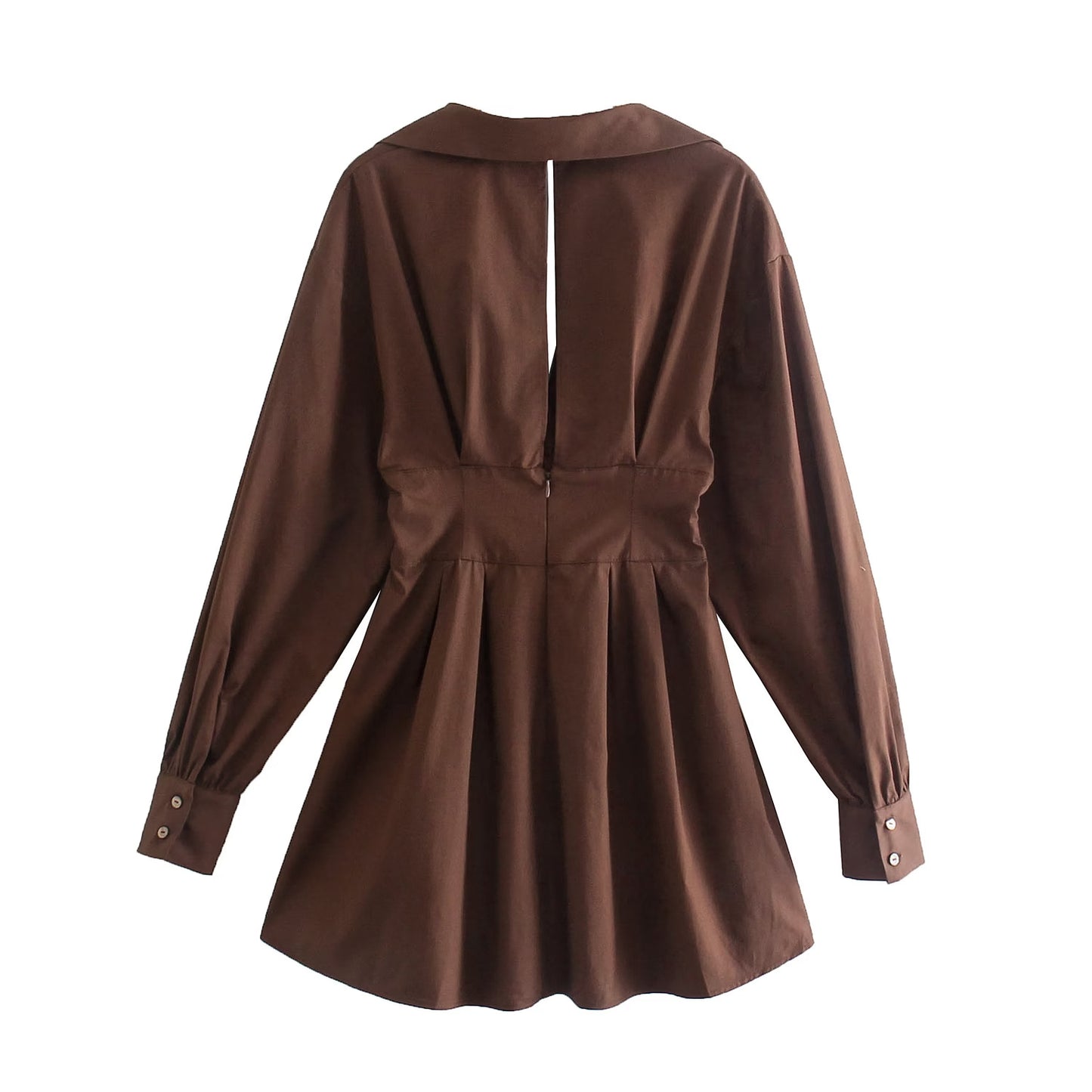 Summer Women Clothing Simple Lace Up Poplin Shirt Dress