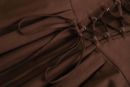 Summer Women Clothing Simple Lace Up Poplin Shirt Dress