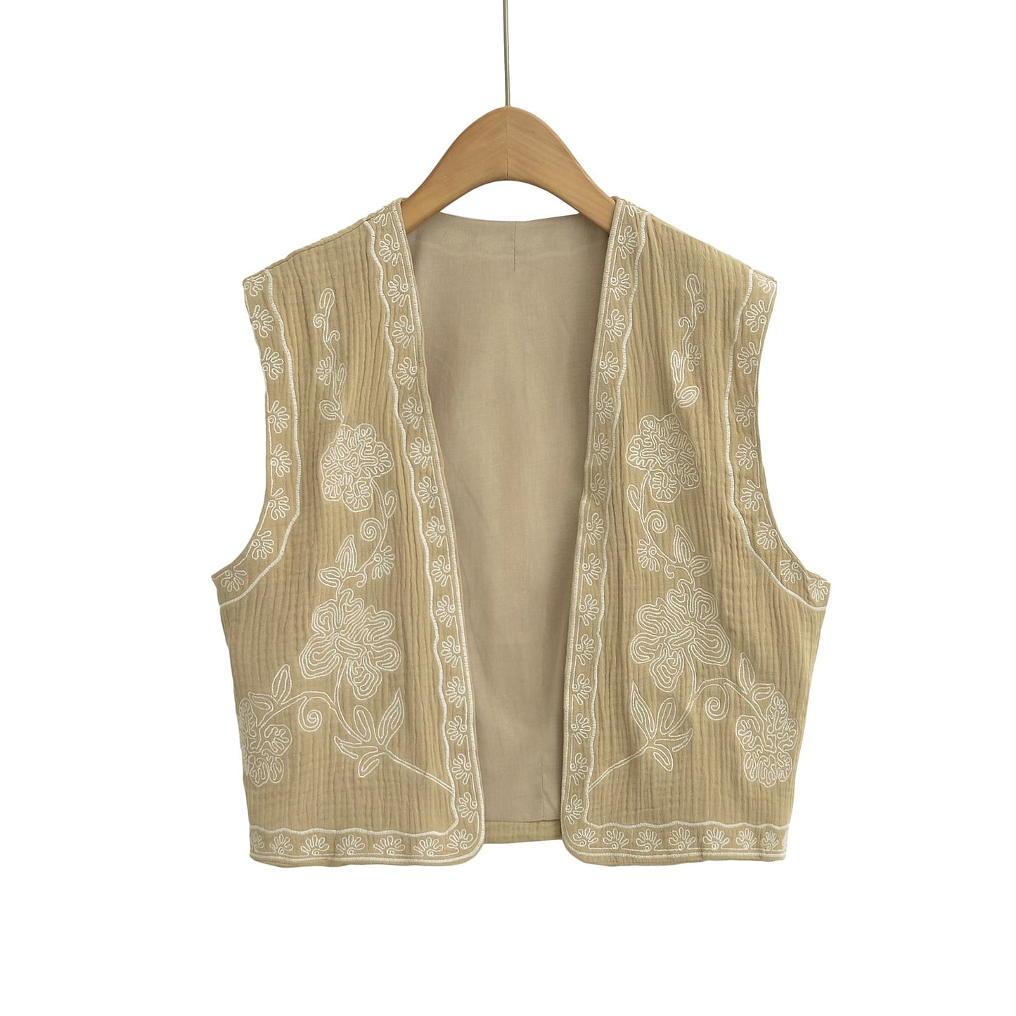 Women Two Color Embroidery Vest Jacket