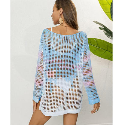 Idle Pullover Sweater Women Thin Seaside Holiday Bikini Cover Up Blouse Beach Mid Length Sunscreen Shirt