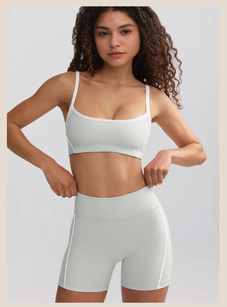 Spring Summer Yoga Clothes White Edge Lines High Strength High Waist Hip Lift Running Workout Shorts