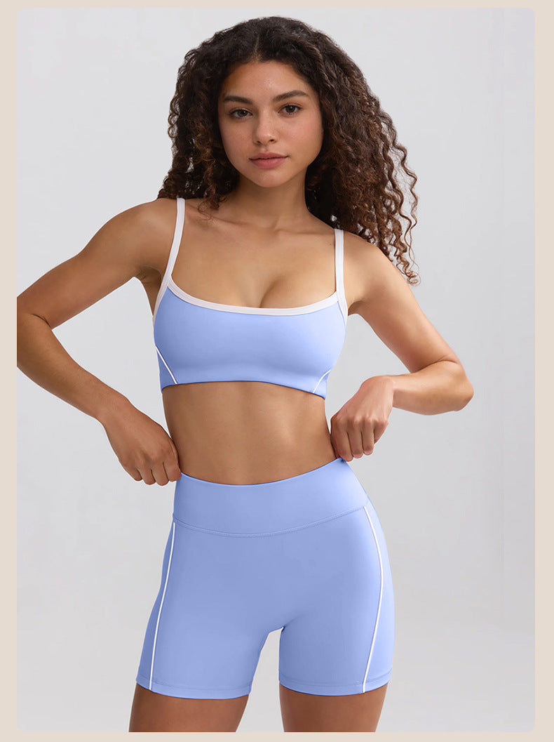 Spring Summer Yoga Clothes White Edge Lines High Strength High Waist Hip Lift Running Workout Shorts