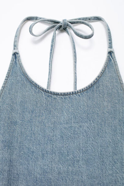 Summer Women Street Neck Sleeveless Denim Top