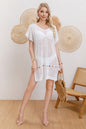 Women Cotton Like Woven Swimsuit Mesh Sexy Beach Sun Protection Dress