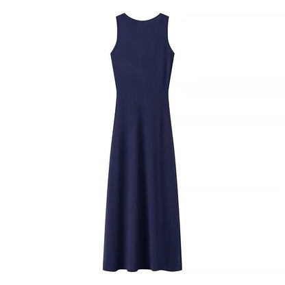 Summer Elegance Sleeveless Round Neck Slim Knit Dress