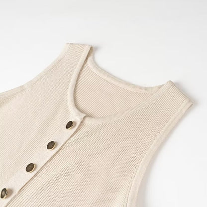 Summer Elegance Sleeveless Round Neck Slim Knit Dress