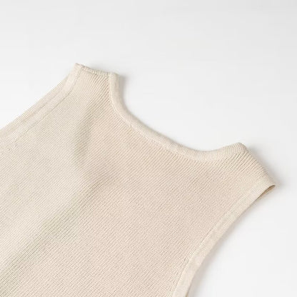 Summer Elegance Sleeveless Round Neck Slim Knit Dress