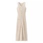 Summer Elegance Sleeveless Round Neck Slim Knit Dress