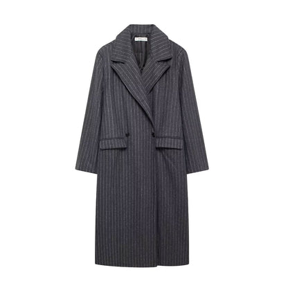 Women Clothing Spring Autumn plus Size Loose Casual Long Striped Knitted Trench Coat Women