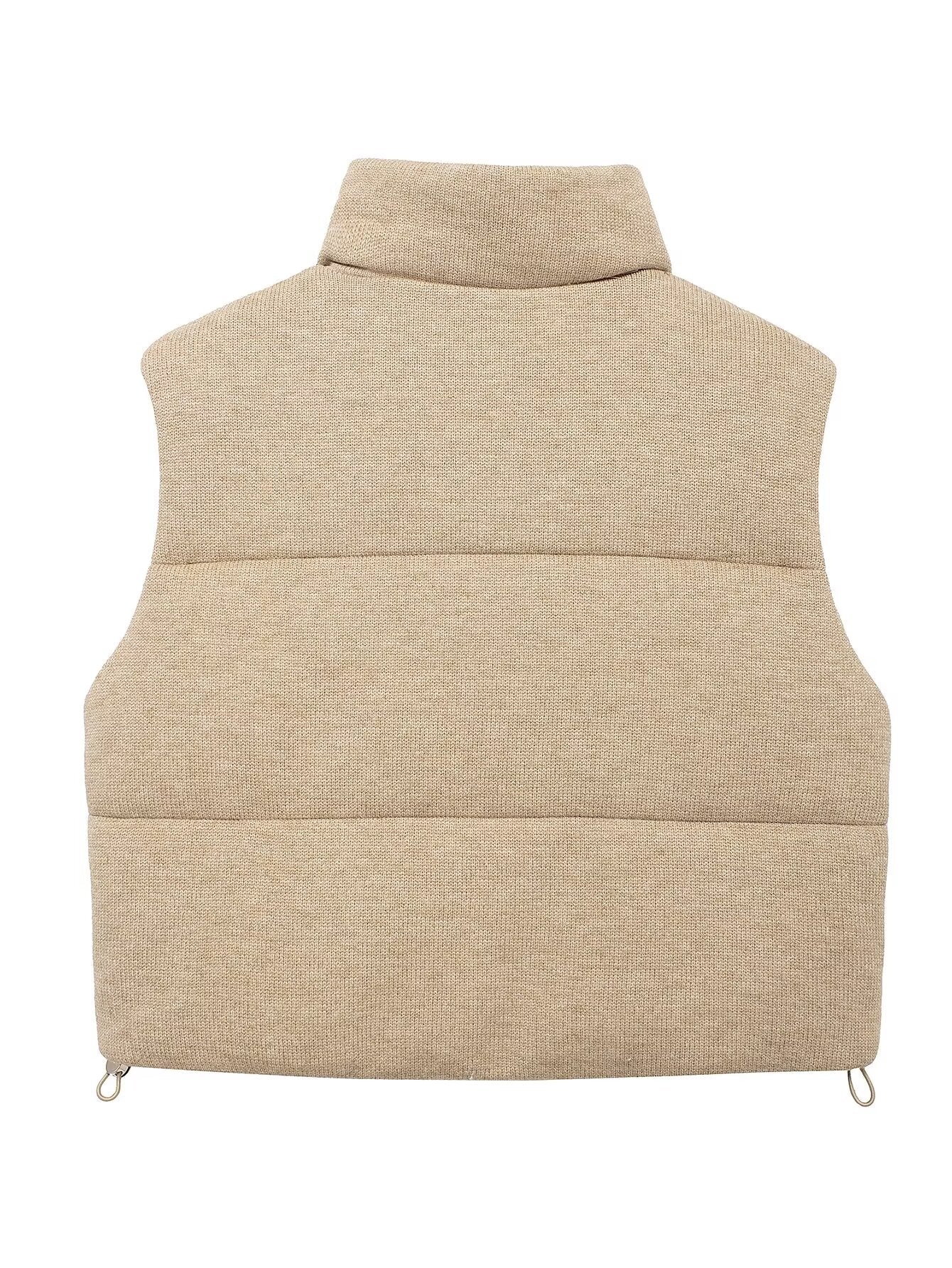 Autumn All Matching Knitted Sleeveless Cotton Padded Jacket Vest Women Clothing