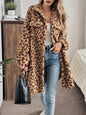 Leopard Print Double Sided Plush Casual Cardigan Mid Length Coat Women