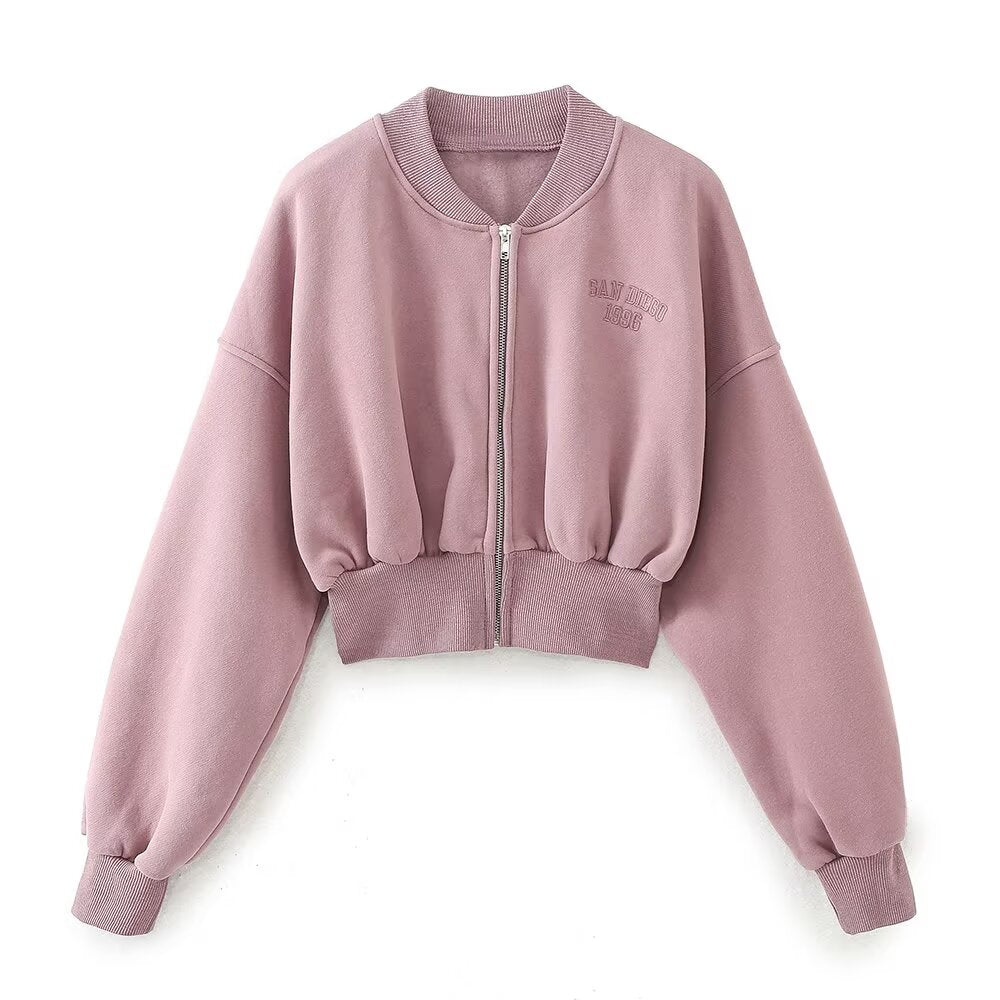Embroidered wash-effect sweatshirt set women's clothing