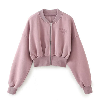 Embroidered wash-effect sweatshirt set women's clothing