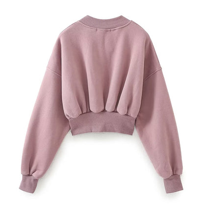 Embroidered wash-effect sweatshirt set women's clothing