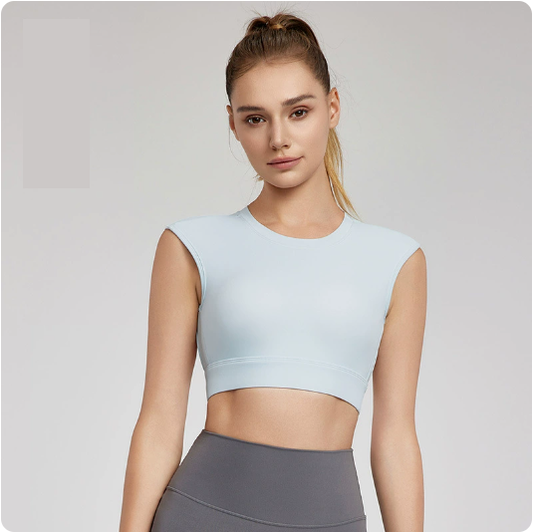 Bare Back Sports Vest Women Fitness Short Sleeve with Chest Pad Sexy Beauty Back Aircraft Sleeve Yoga Vest Top