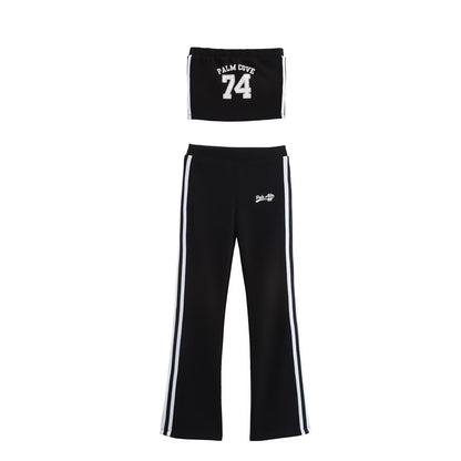 Women Clothing Spring Tube Top Bell Bottom Pants Sets