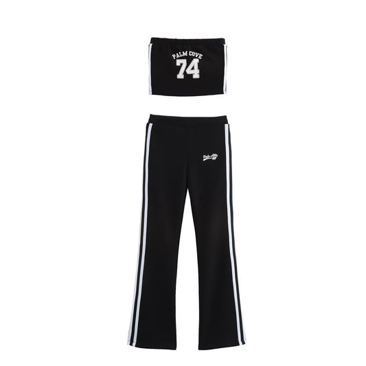 Women Clothing Spring Tube Top Bell Bottom Pants Sets