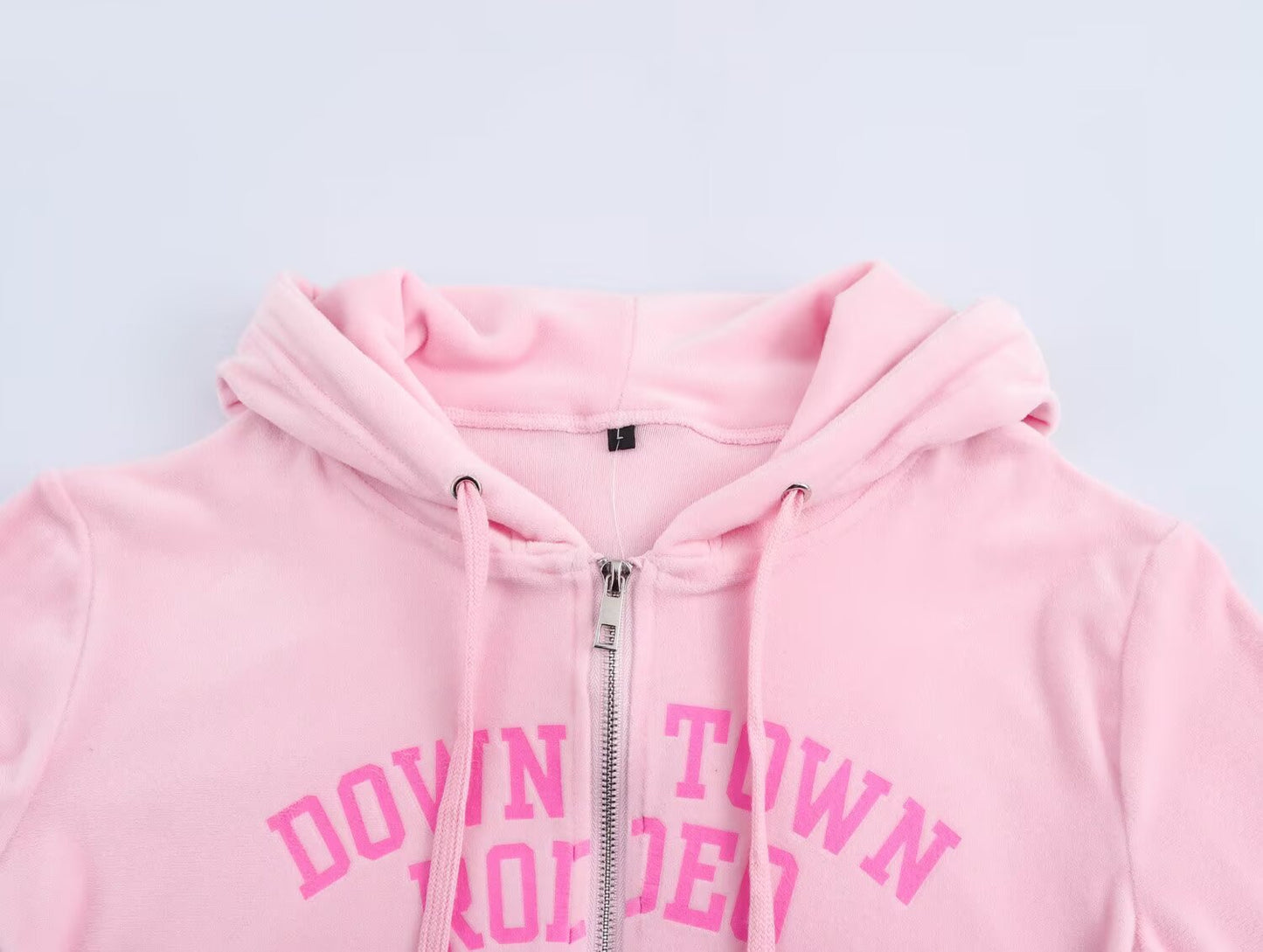 Letter Graphic Print Hooded Velvet Jacket Bootcut Pants Casual Sports Set