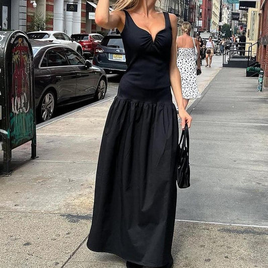 Women Solid Color Sleeveless Dress