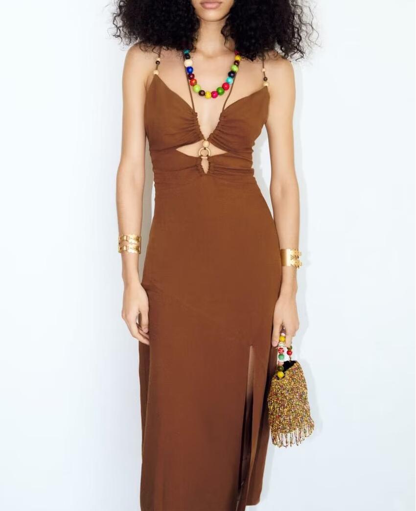 Summer Women Clothing Halter Chest Hollow Out Cutout Tube Top Dress