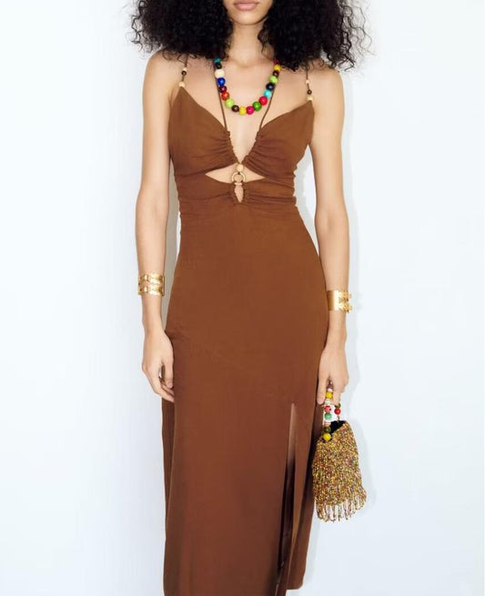 Summer Women Clothing Halter Chest Hollow Out Cutout Tube Top Dress