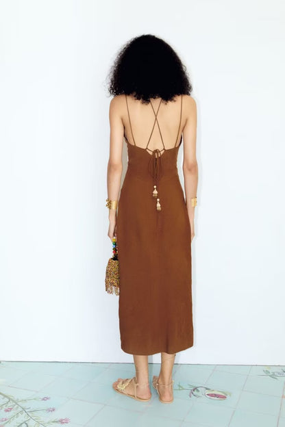 Summer Women Clothing Halter Chest Hollow Out Cutout Tube Top Dress