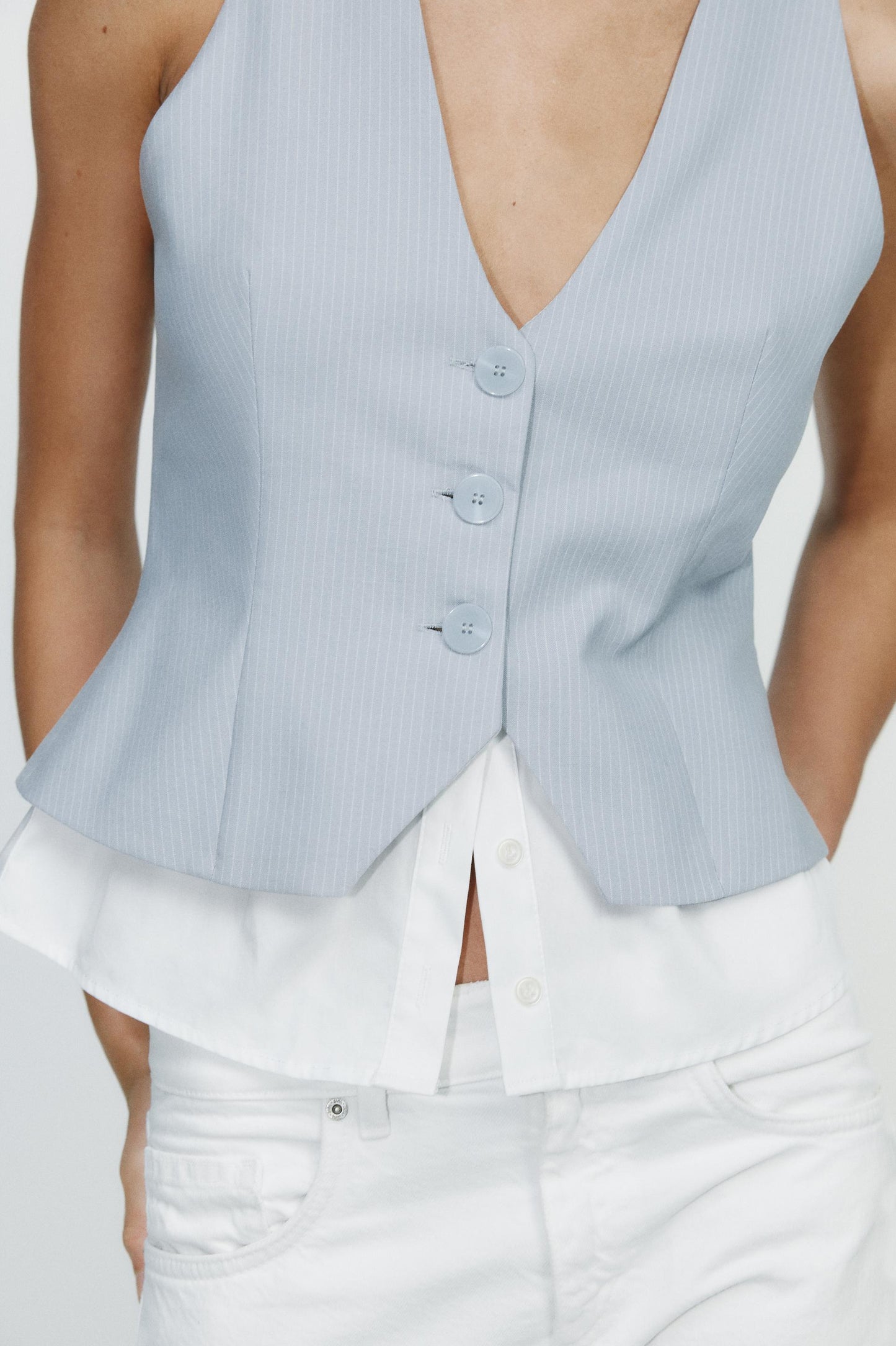 Spring Women Clothes Striped Patchwork Top Vest