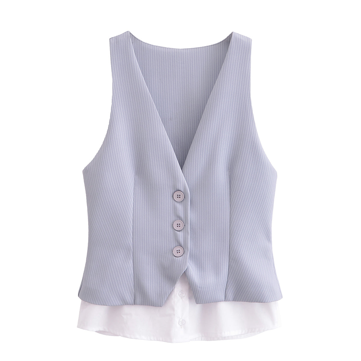 Spring Women Clothes Striped Patchwork Top Vest