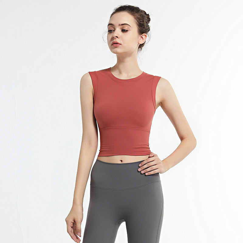 Solid Color Sexy Sports Vest Women Tight Elastic Quick-Drying Running Suit Gym Vest Yoga Jacket