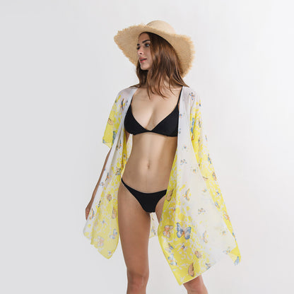 Small Butterfly Pattern Beach Swimming Bikini Cardigan