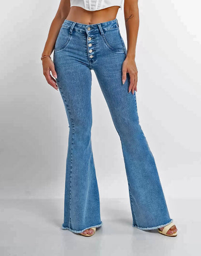 Ladies Jeans Special High Waist Stretch Clinch Burrs Tassels Jeans for Women