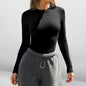 Clothes Thread Double Layer round Neck Long Sleeved T shirt Women Outer Wear Slim Fit Shoulder Sexy Top Sexy