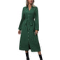 Women Autumn Long Sleeve Pleated Cardigan Dress Office Collared Shirt Dress