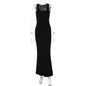 Women Clothing Summer Solid Color Basic Square Collar Sleeveless Slim Slimming Long Back Slit Dress