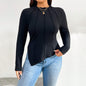 Plus Size Women Autumn Winter Simple Trendy Design T shirt Slim Long Sleeve Top