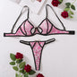Bra Color Contrast Printed Mesh Comfortable Butterfly Decoration Sexy Underwear Two Piece Women
