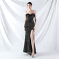 Court Boning Corset Vest Waist Tight Hand Ordered Ostrich Plush Bottom Sequin High End Evening Dress