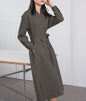 Spring Autumn Women Long Sleeve Loose Dress High Grade Windbreaker Dress Women Belt Adjustable