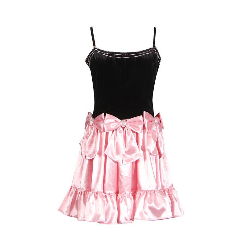 Sexy Socialite Dress Autumn Winter Light Luxury Bow Tube Top Puff Short Women