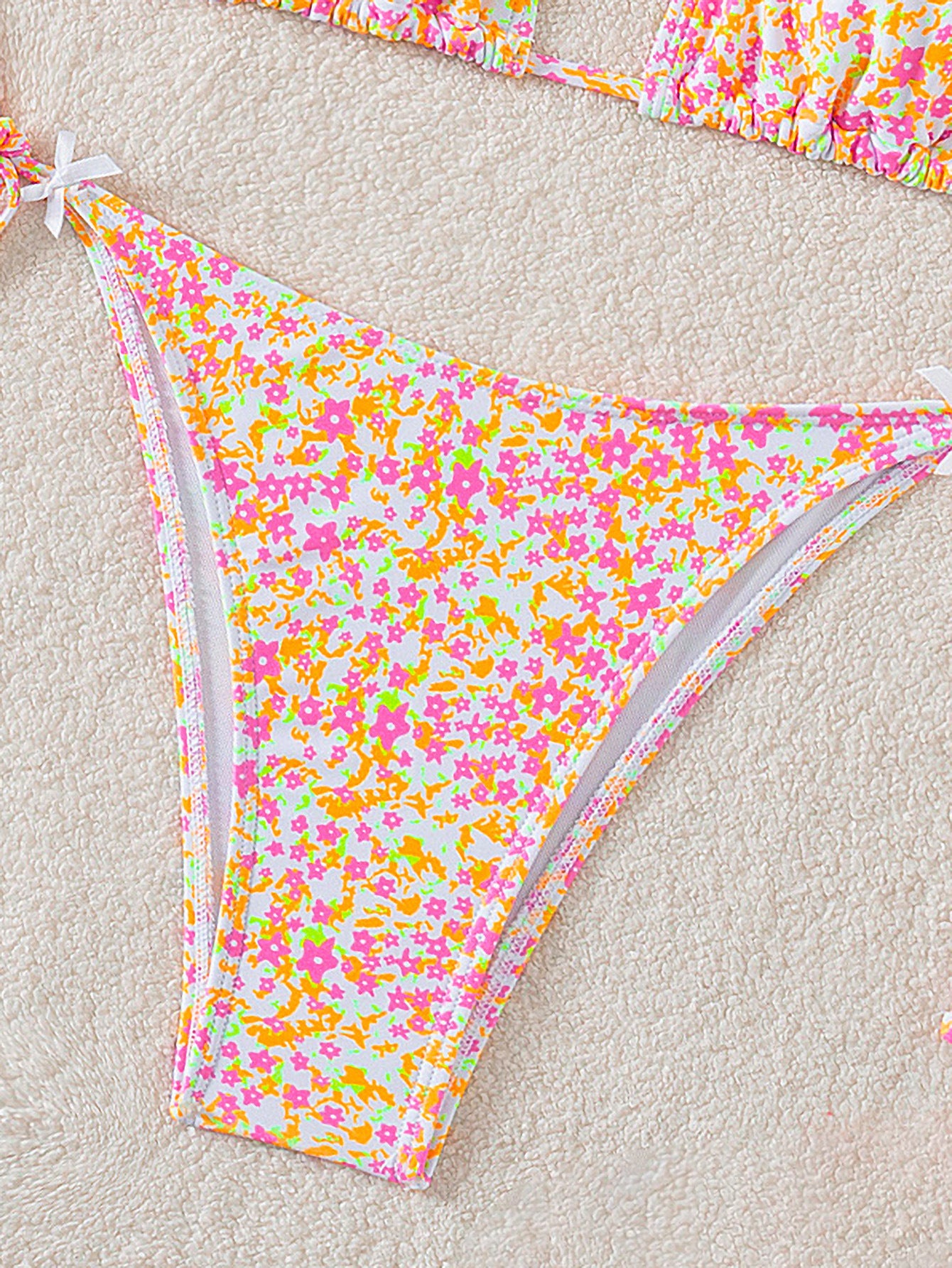 Bikini Floral Bow Lace up Sexy Bikini Swimsuit Swimwear Women