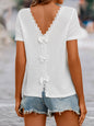 Summer Backless Bow Embellished Women Clothing Back V Neck T Shirt