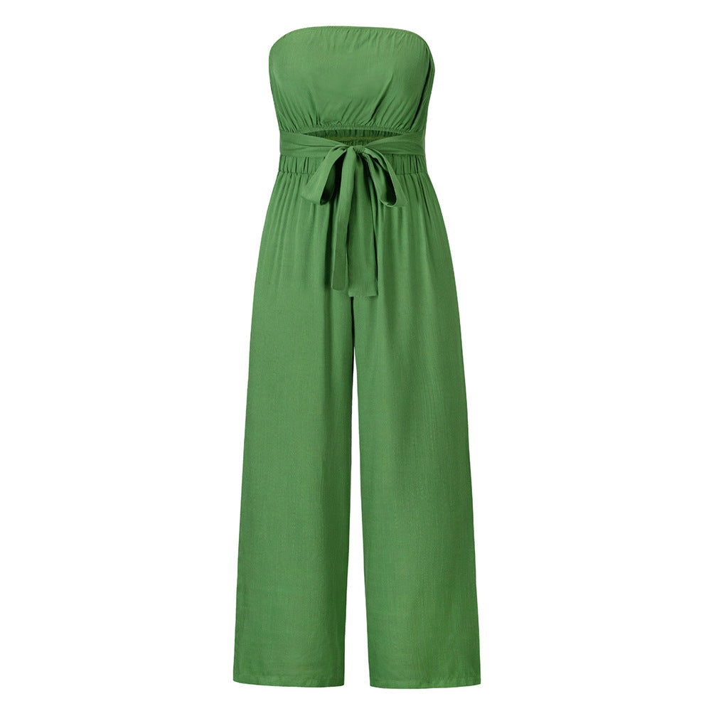 Casual Fashion Set Sexy Backless Slim Fit Jumpsuit Straight Leg Trousers Set Spring Summer New
